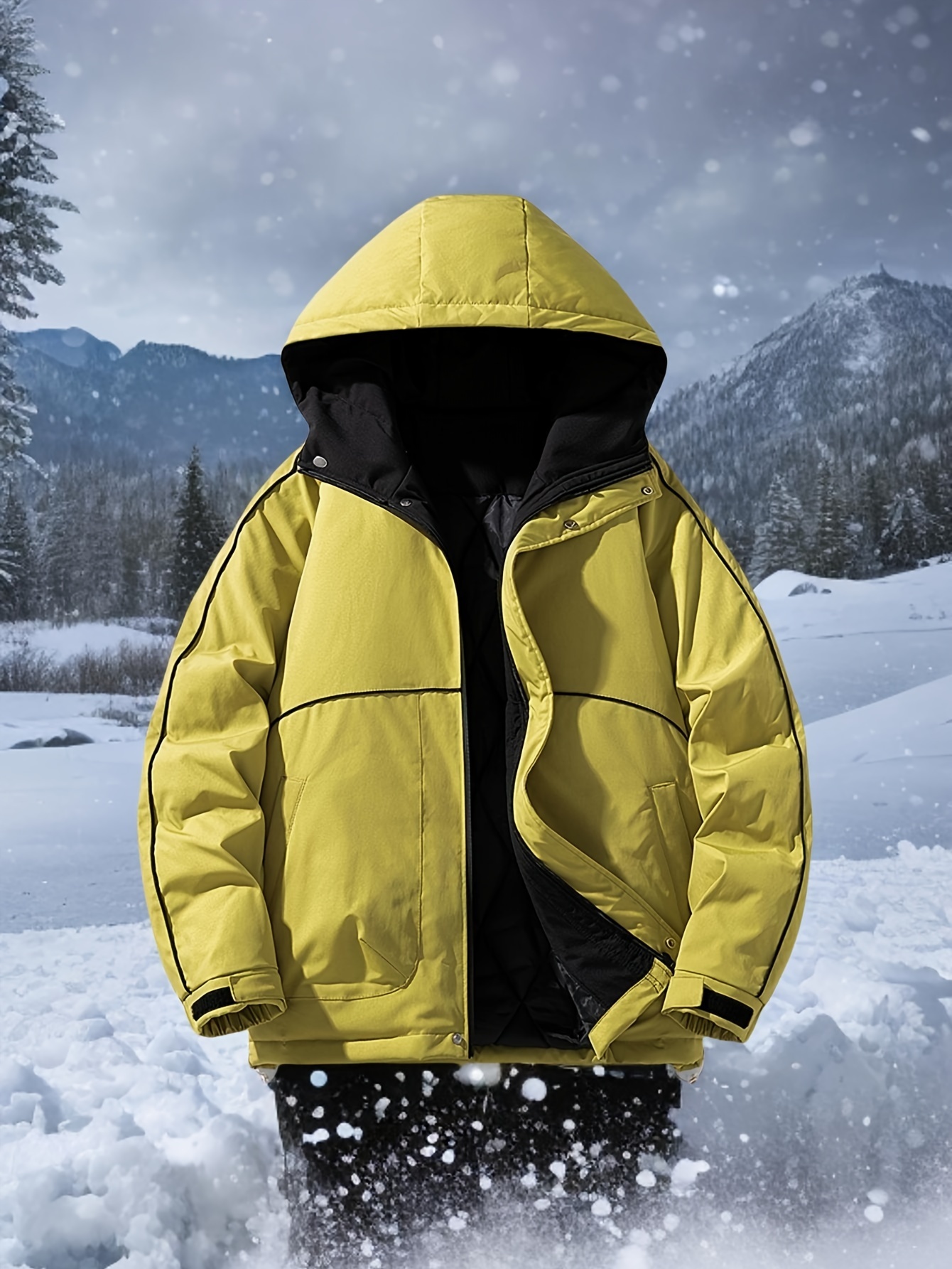 plus size womens hooded fleece jacket non stretch solid color long sleeve regular length with pockets woven fabric outerwear with polyester for winter details 1