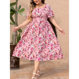 plus size elegant dress, Spring/summer vacation floral style casual everyday dress