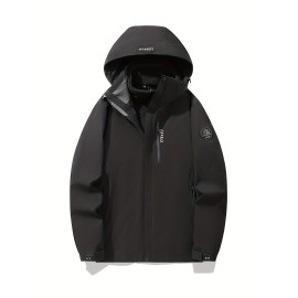 Women's Plus Size Outdoor Sports 3-in-1 Jacket - Hooded Color Block Waterproof Coat For Fall & Winter