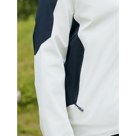 Women's Plus Size Outdoor Sports 3-in-1 Jacket - Hooded Color Block Waterproof Coat For Fall & Winter