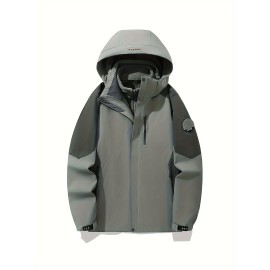 Women's Plus Size Outdoor Sports 3-in-1 Jacket - Hooded Color Block Waterproof Coat For Fall & Winter