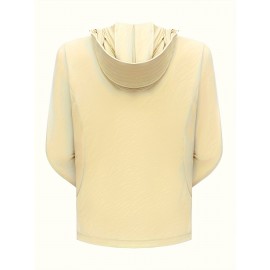 Women's Plus Size Solid Lightweight Hooded Sports Jacket, Spring/Summer, Pockets
