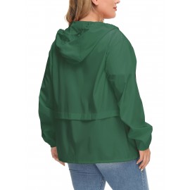 Plus Size Raincoat Women Water Resistant Rain Jacket Packable Outdoor Hooded Windbreaker