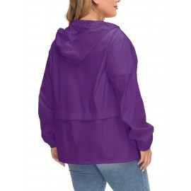 Plus Size Raincoat Women Water Resistant Rain Jacket Packable Outdoor Hooded Windbreaker