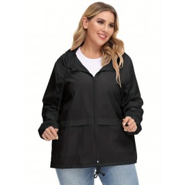 Plus Size Raincoat Women Water Resistant Rain Jacket Packable Outdoor Hooded Windbreaker