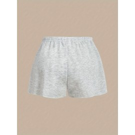 Women's Y2K-Inspired Stretchy Waist Shorts - Solid Color, Polyester & Spandex Blend, Machine Washable