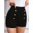 Solid Color High Waist Knitting Shorts, Casual Button Front Skinny Shorts For Every Day, Women's Clothing